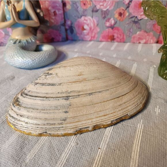 DECOUPAGE CLAM SHELL DECOUPAGE FLOWERS TRINKET DISH - Picture 7 of 7